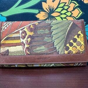 Salvatore Ferragamo Multicolor Silk and Leather Continental Wallet